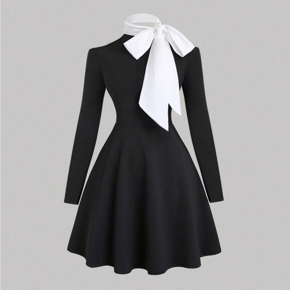 SHEIN Black Dress with White Accent